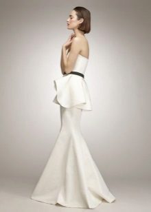 White long bustier dress with basque