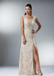 Lace Milk Dress with Corset and Rhinestones