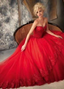 Beautiful fluffy red dress with a corset