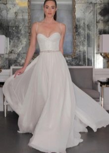 Fashionable white dress with a corset