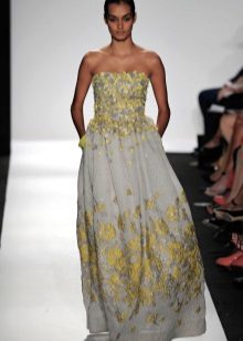 Long color dress with a corset