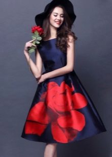 Dress with one large rose on the skirt