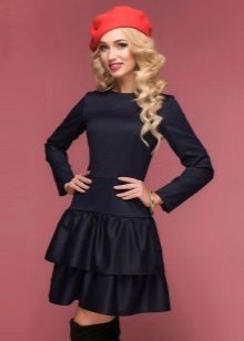 Blue dress with frills on skirt