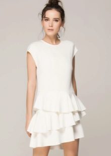 White dress with frills on skirt