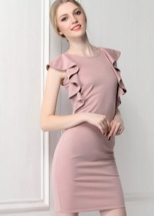 Dress with small ruffles on the shoulder