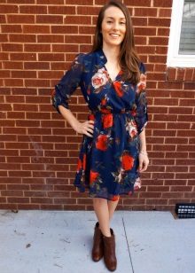 Ankle boots with thick heels for a dress with a smell