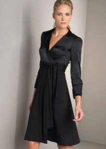Black wrap dress with long sleeves
