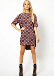Shift dress with asymmetrical bottom skirt