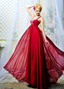 Burgundy dress with a train