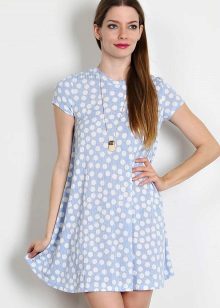 Summer white dress-a-line with polka dots
