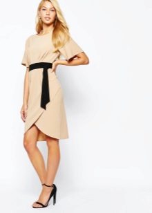 Beige dress with black strap