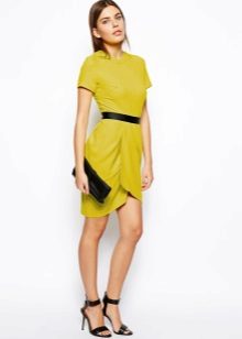 Mustard tulip dress with black strap