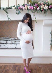 Dress white with a long sleeve for pregnant women