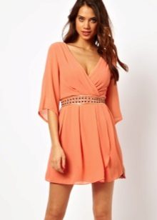 Tunic-like dress with a belt for women with a hourglass figure