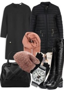 Dress with straight cut and accessories for women with the figure of a Pear