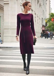 Burgundy Medium Wool Long Sleeve Dress
