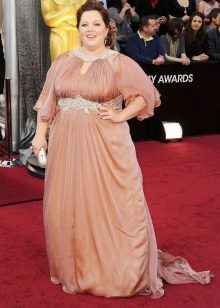 Beige long dress with a high waist for full