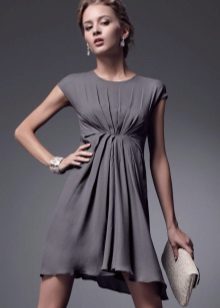 Gray short, high-waisted draped dress