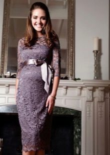 High Waist Lace Maternity Dress