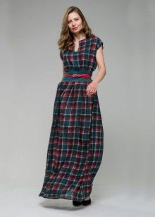 Long dress green and red check