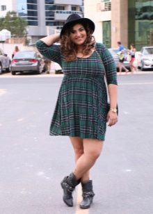 Green plaid dress for obese women