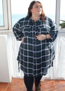 Green check shirt dress for very large women