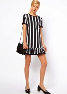 Black and white vertical striped dress