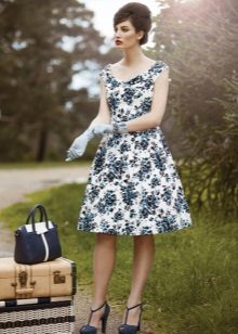 Black and white cocktail dress in the style of the 50s