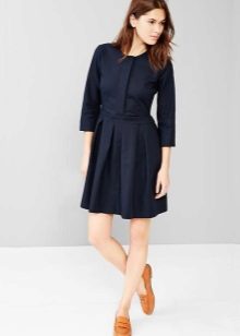 Black pleated shirt dress
