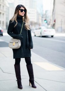 Black casual sweater dress