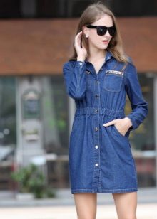 Summer casual denim safari dress