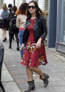 Burgundy casual dress floral pattern