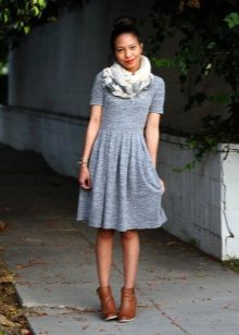 Gray-blue knit casual dress
