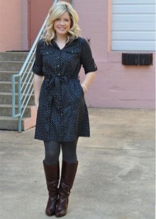 Black Polka Dot Casual Shirt Dress