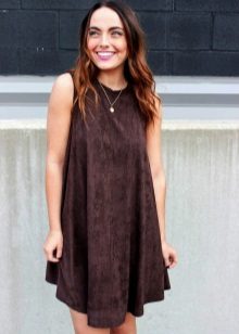Casual brown dress trapezoid style