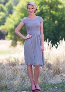 Gray casual dress with laces