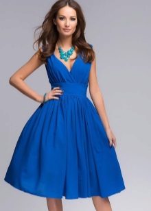 Blue flared dress from the waist