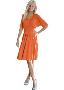 Orange flared bat sleeve dress