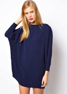 Blue flared bat sleeve dress