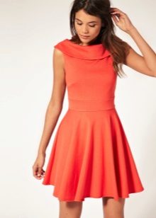 Orange flared dress from the waist