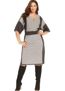 Knitted gray dress for full