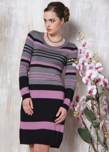 Knitted striped winter dress