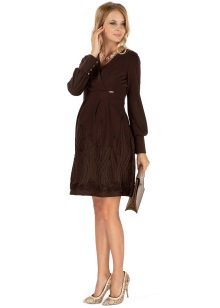 Brown knit maternity dress