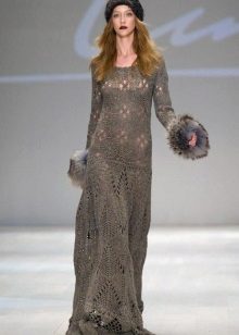 Knitted spring dress to the floor