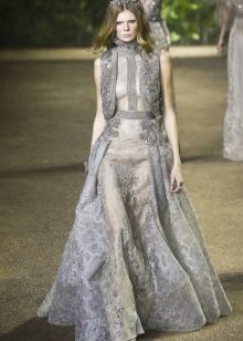 Dress with stand-up collar