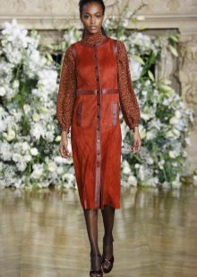 Leather dress combined orange