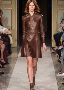 Leather dress brown closed