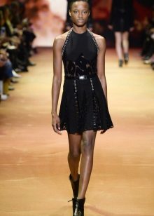 Leather dress combined with guipure