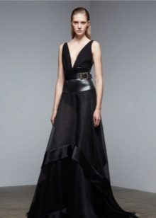 Leather evening dress combined