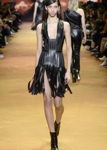 Leather dress with neckline